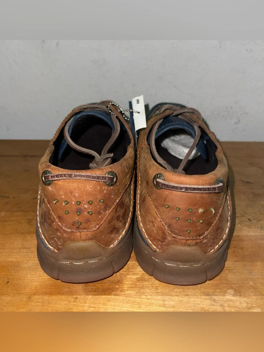Helly Hansen Blue Brown Moc Toe Driving Deck Boat Oxford Lace up Shoe Sz US 11